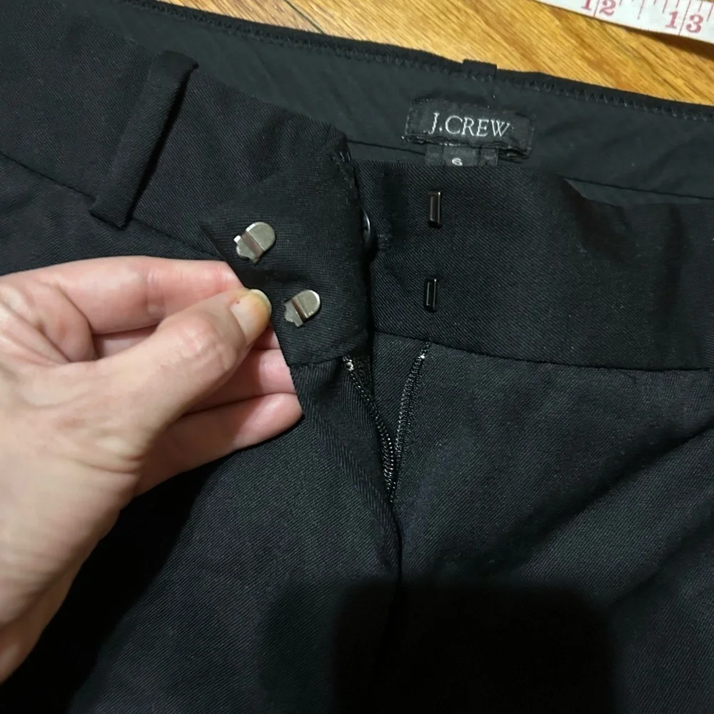 J Crew Pants Womens 6 Black Ankle Flat Front 100% Wool Light Weight City Fit